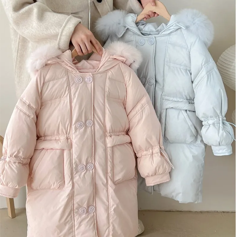 Fashion Girl Princess Fur Hooded Jacket Fleece Inside Toddler Teens Child Cute Warm Solid Coat Winter Casual Baby Clothes 5-14Y