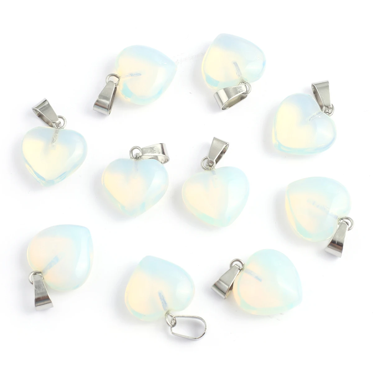 3Pcs Small Pendant Natural Stone Heart-Shaped Opal Pendat For Jewelry Making DIY Necklace Bracelet Earrings Accessory