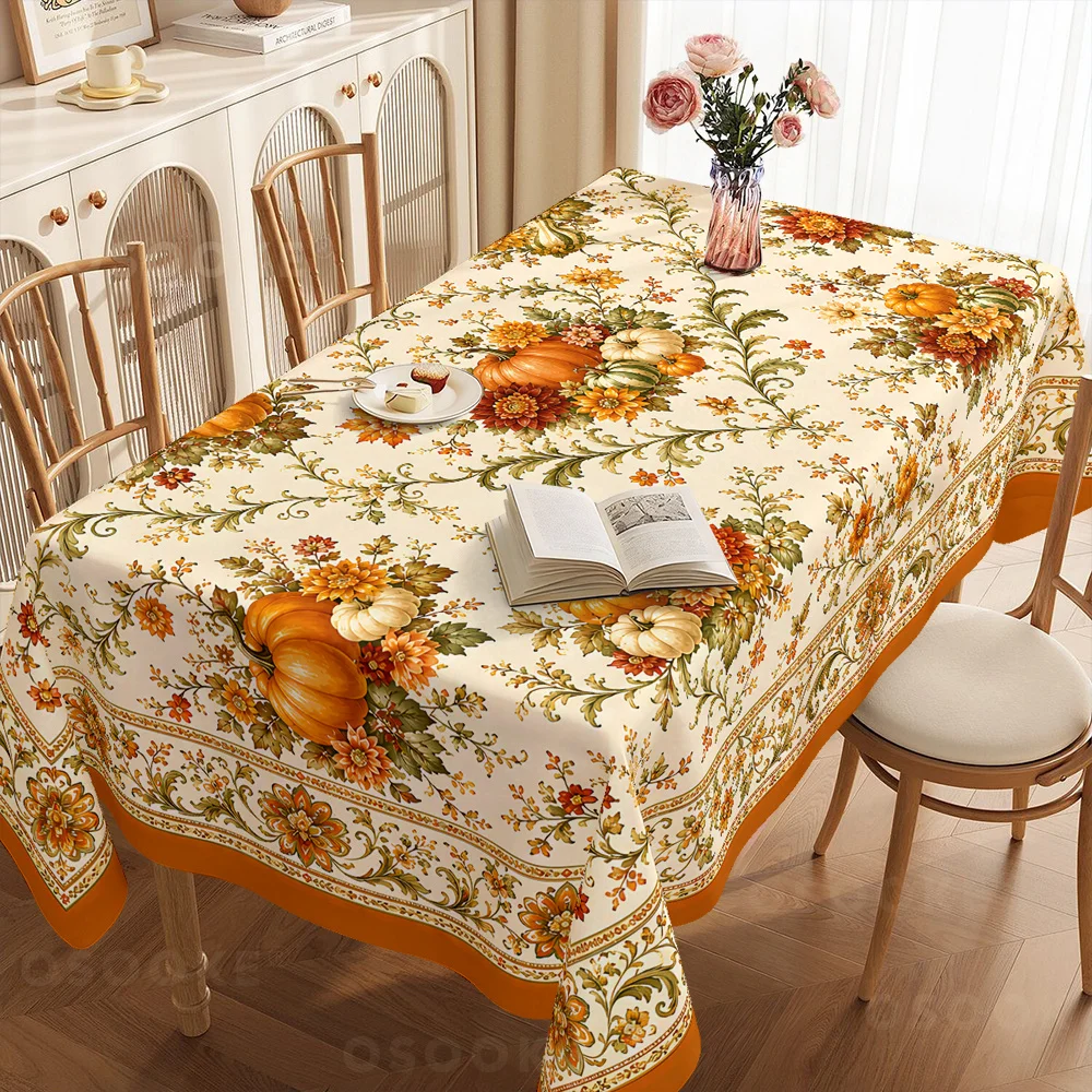 1 piece of vintage farmhouse autumn tablecloth, suitable for kitchen decoration and adding to a family dinner partyzyc
