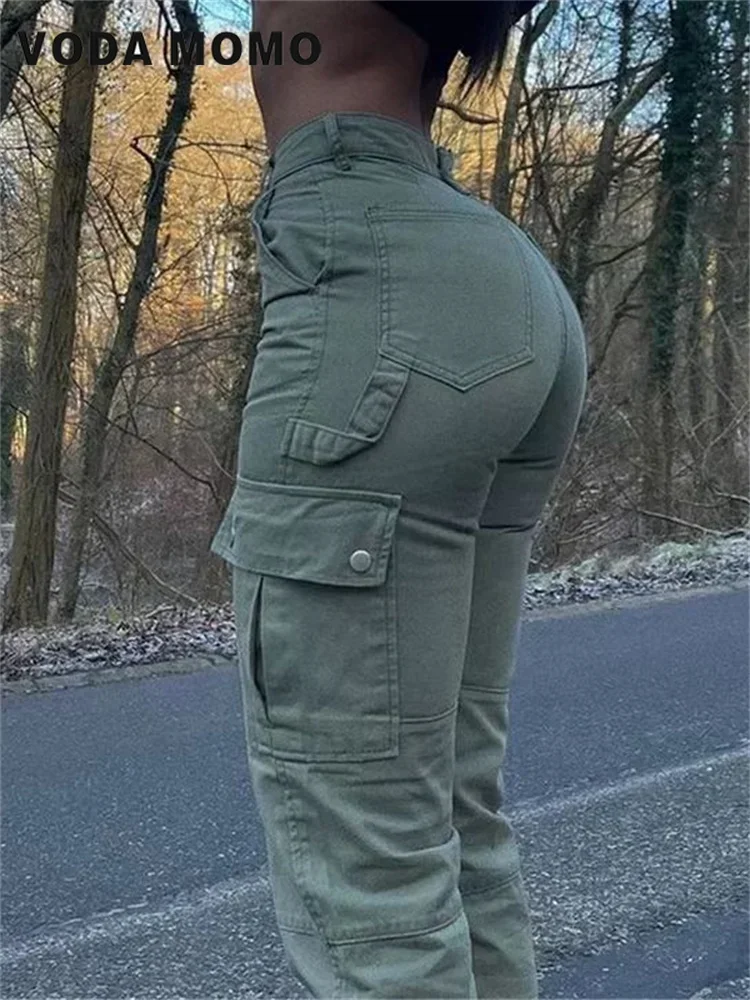 Pantalon Baggy décontracté, Slim, Vintage, Y2k, Streetwear, élastique, jambes larges, mode, jean, jambe droite, Cargo, taille haute pour femmes