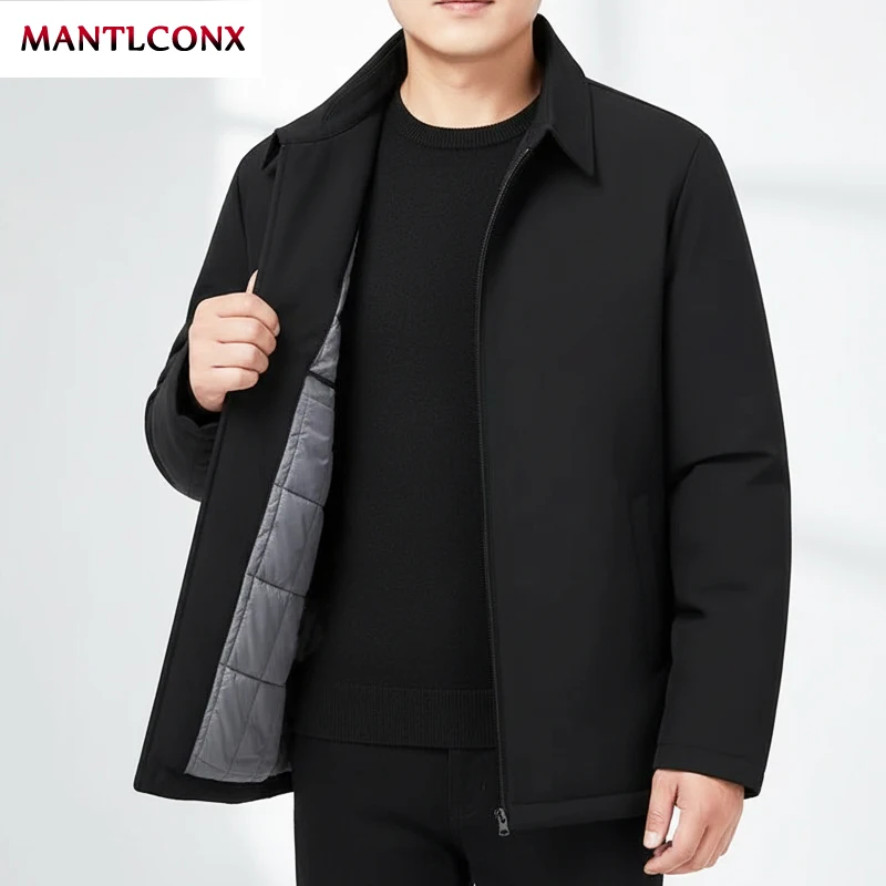 Luxury Winter Jacket Men Business Office Dress Blazers Coat Warm Padded Men's Winter Jacket Casual Solid Color Work Outerwear