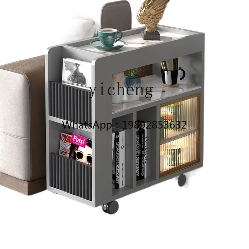 BB  Living Room Sofa Side Cabinet Stone Plate Side Table Movable Creative Hallway