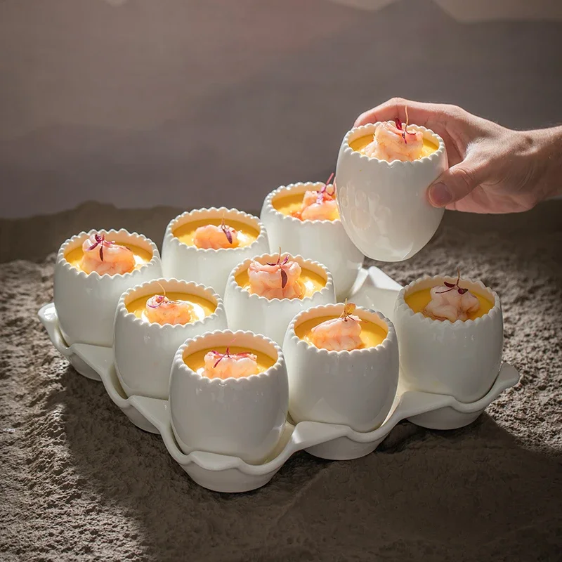 

Hotel Restaurant Healthy Soup Divided Combination Tableware Hotpot Restaurant Features Square Nine-grid Steamed Egg Tray Bowl
