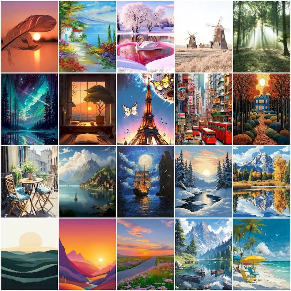 

GATYZTORY Diy Painting By Numbers Drawing On Canvas Landscape Watercolor Paint Pictures By Numbers Acrylic Paints Diy Home Decor