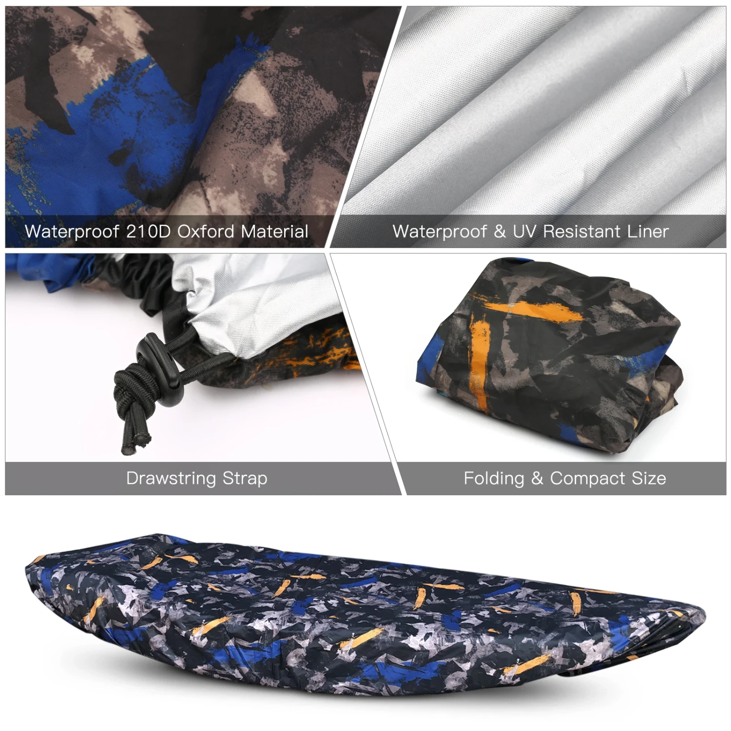 À prova d'água capa para o caiaque, camo canoa barco acessórios, resistente uv, para piscina, novo