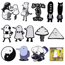 Japan Anime Goodnight Punpun Enamel Pins Cartoon Oyasumi Cloud Bird Animal Wholesale Badge Metal Brooch Jewelry Gift for Friends