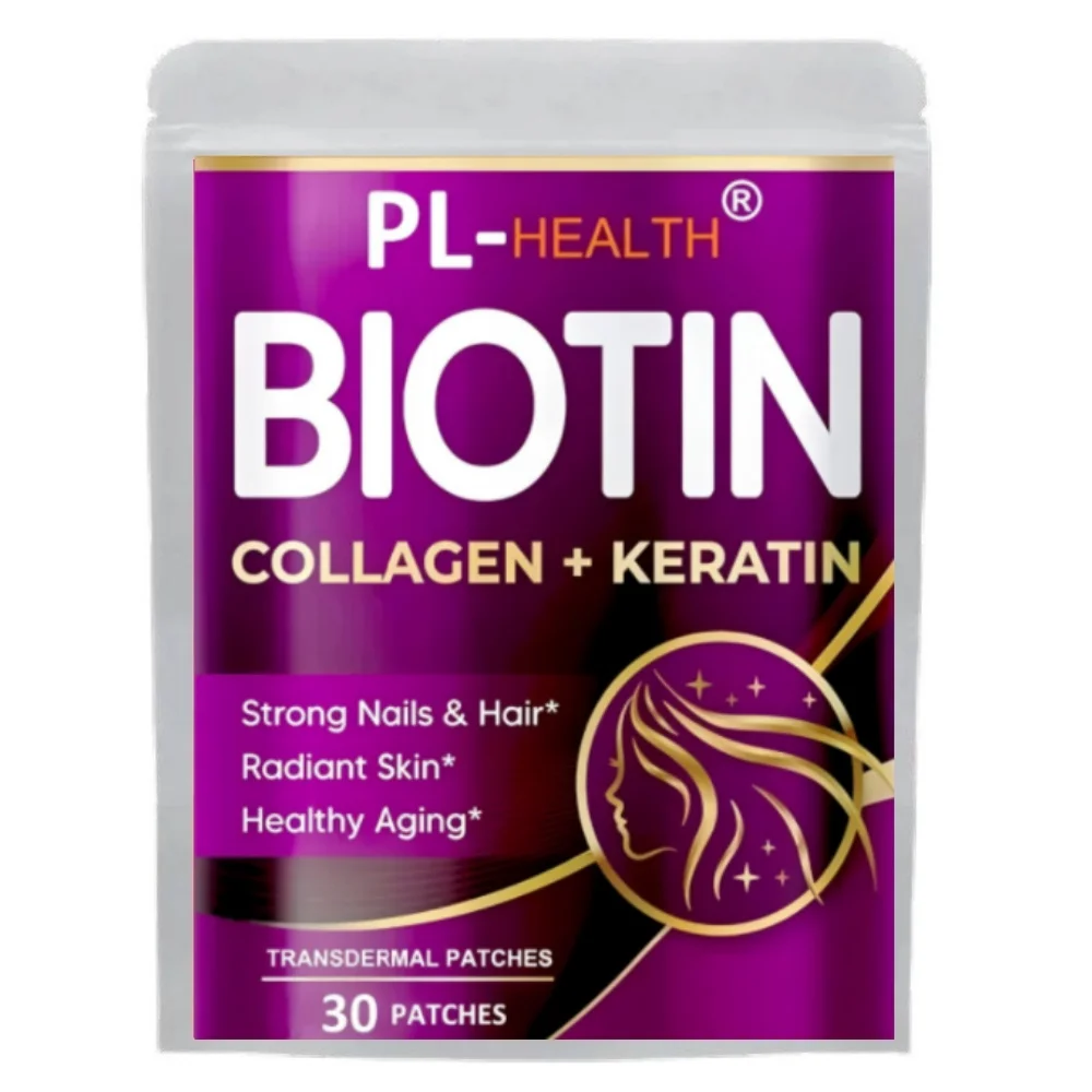 Biotin Transdermal Patches With Collagen Nails & Hair, Radiant Skin, Healthy Aging -30 Patches One Month Supply