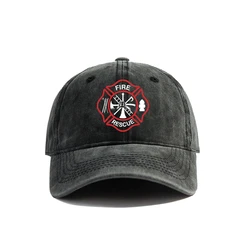 Fire Rescue Baseball Cap Women Men Outdoor Firefighter Fireman Caps New Distressed Dad Hats MZ-465