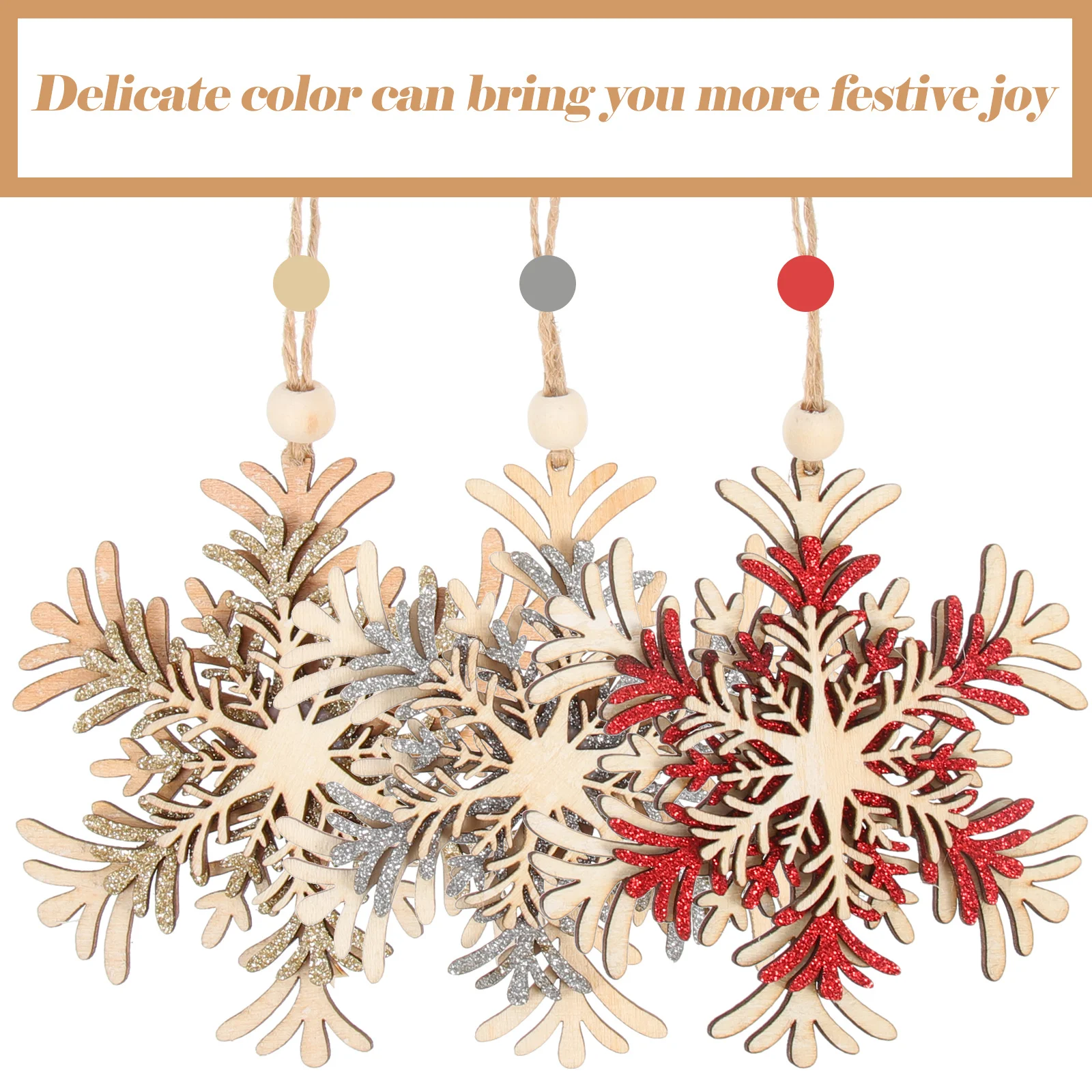 

6Pcs Christmas Wooden Snowflake Pendants Decorative Xmas Tree Hanging Decors Festive Party Ornaments Indoor Hanging Decoration