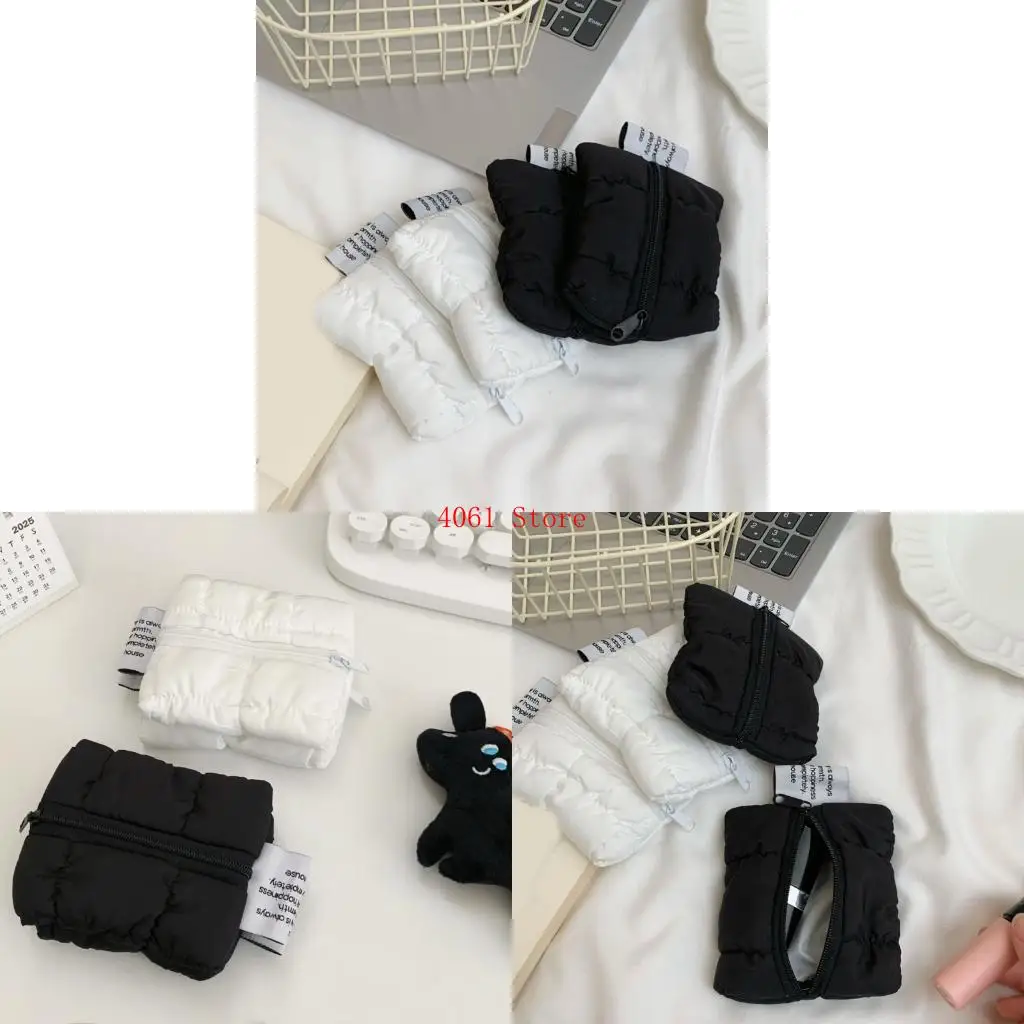 

Portable Card Holder With Zippers Coin Purse Quilted Small Wallet Daily Essential Change Pocket For Everyday Use