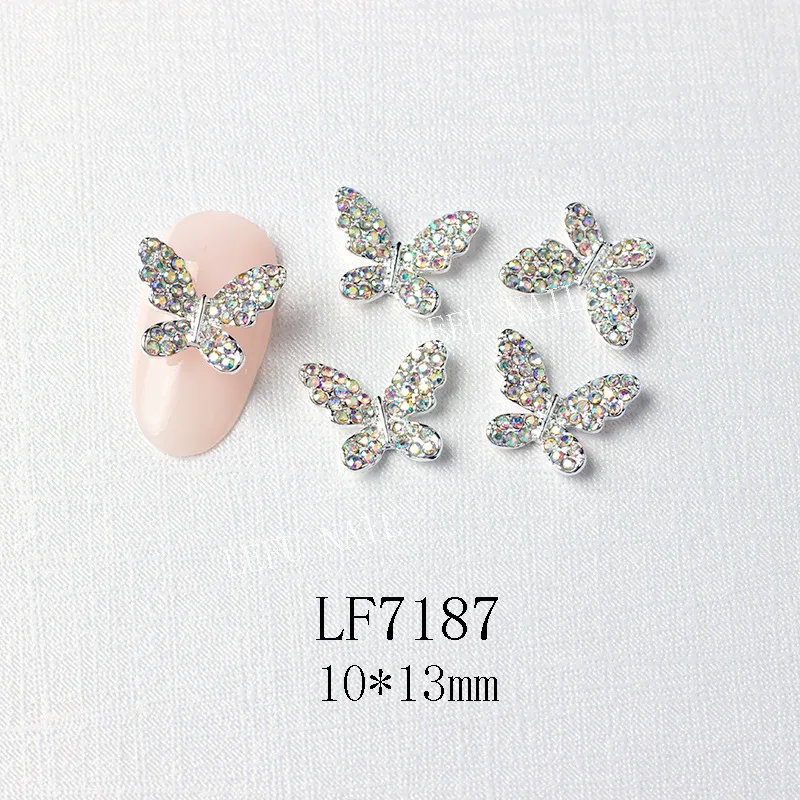 10Pcs Gold/Silber Multi-Designs Nail art Schmuck Charms Weiß/AB Kristall Strass 3D Schmetterling Geformt legierung Nagel Zubehör – Detail 28