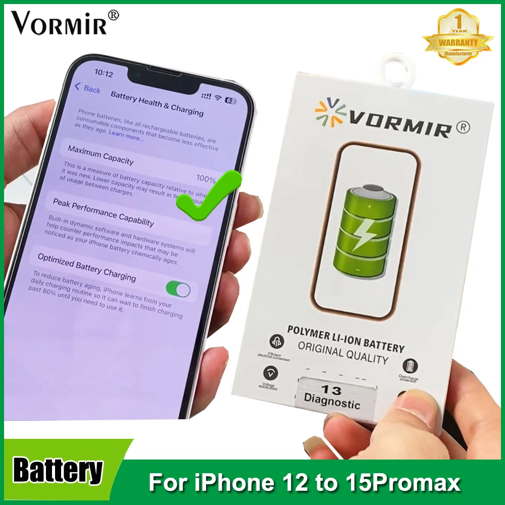 5pcs Vormir Diagnostic Battery Shows 100% Capacitty No Message Pop Up For iPhone 12 13Pro 14Plus 15ProMax No Need Ori BMS Flex