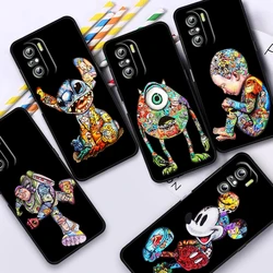 Mickey Tattoo Cartoon For Xiaomi Redmi Note 13 12 11E 11S 11 11T 10 10S 9 9S Pro Plus 4G 5G Black Phone Case