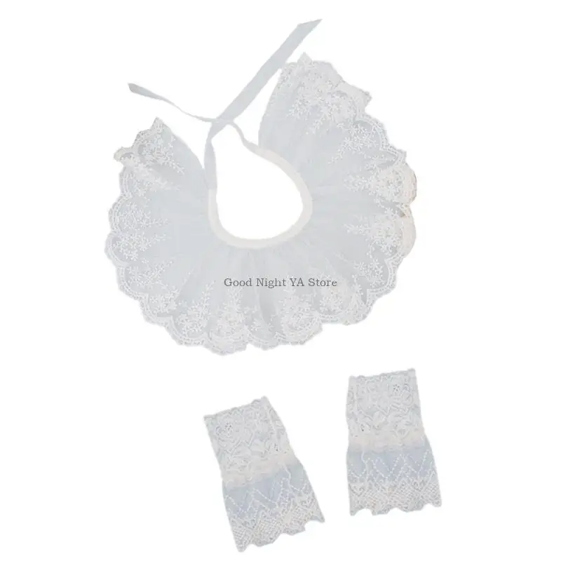 إكسسوارات خط العنق الكاذبة الأنثوية من القطن الناعم المزخرف بالدانتيل محسن الزي #4