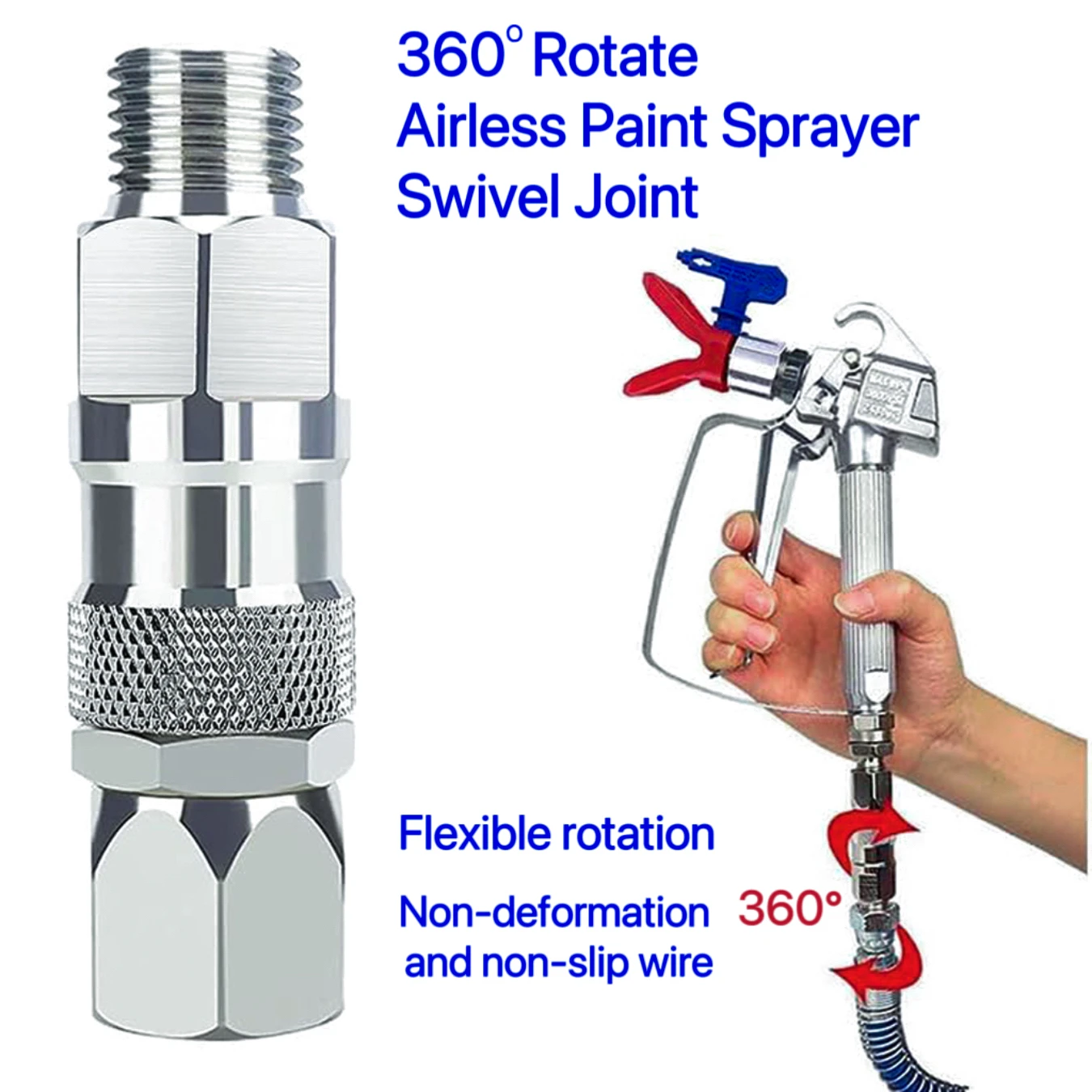2 PCS 360 Degree Rotation 1/4-Inch Spray Guns Swivel Joint, High Pressure Spray Guns Swivel Joint for Paint Sprayers Hose