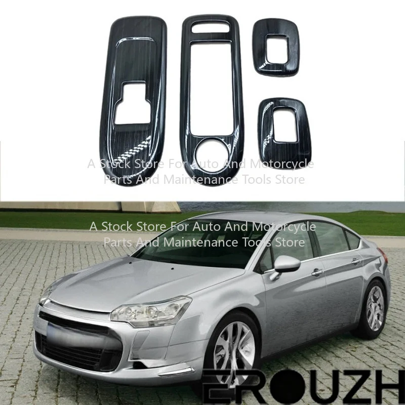 4Pcs Car Door Window Armrest Cover Switch Button Panel Trim for Citroen C5 Peugeot 508
