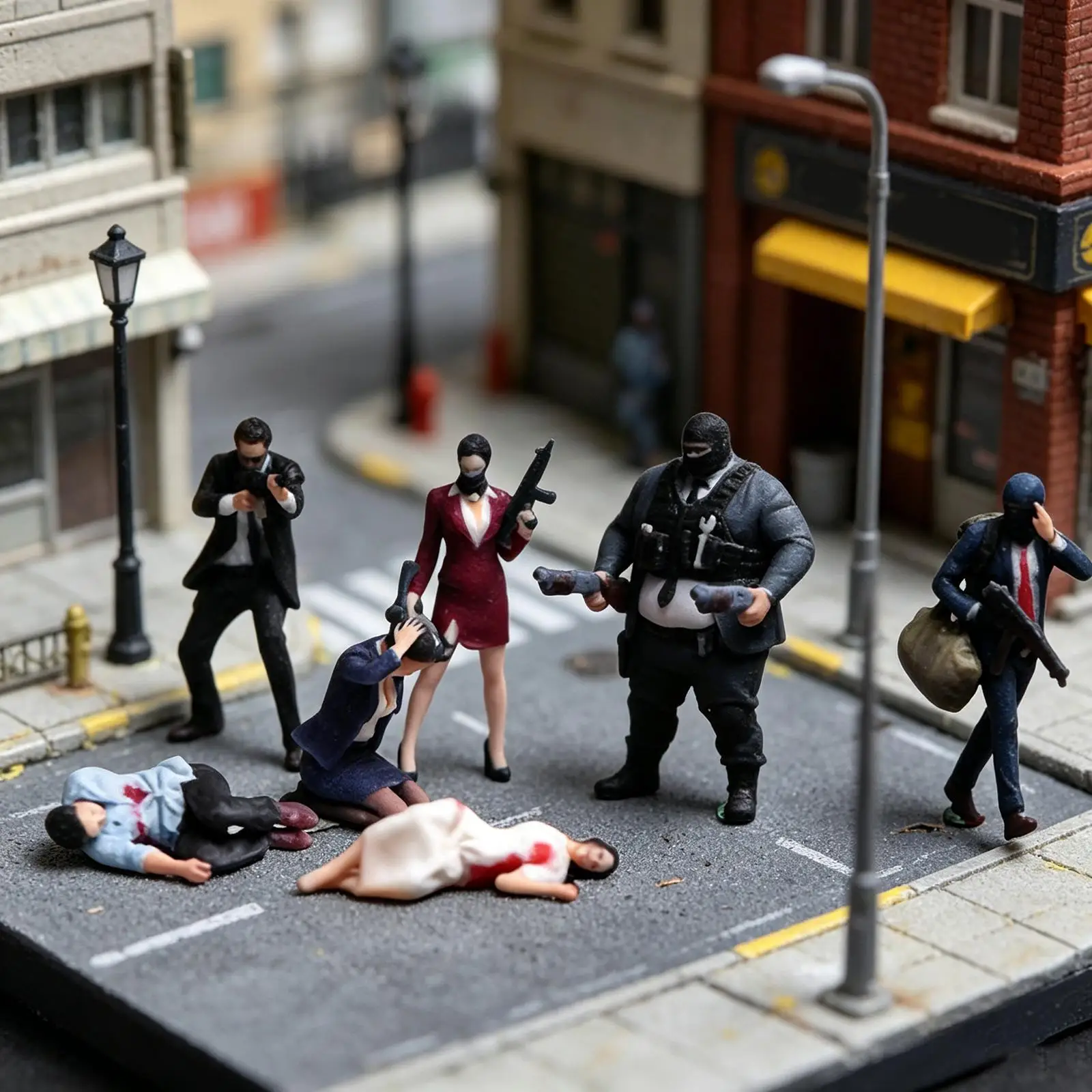 Hand Painted Robber Figures,Realistic Prop Toy Robbery Scene Model Miniature People Figurines Doll for Game Indoor Dollhouse