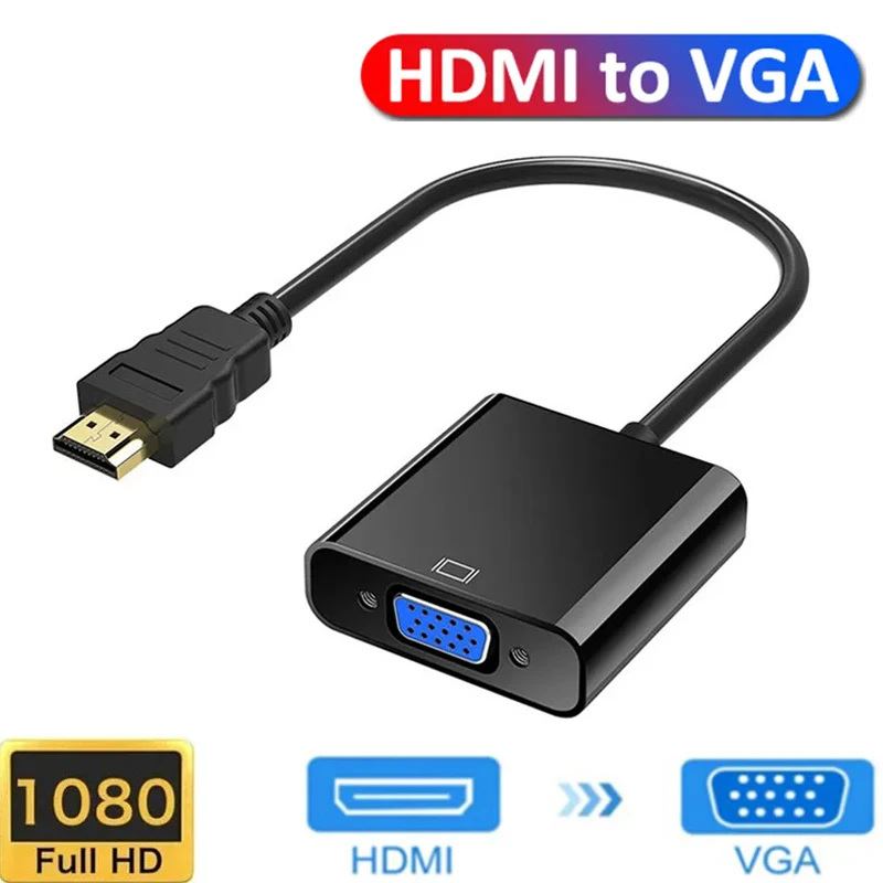 HD 1080P HDMI-compatible To VGA Converter HDMI Cable With Audio Power Supply HDMI Male To VGA Female Adapter For Xbox TV Laptops