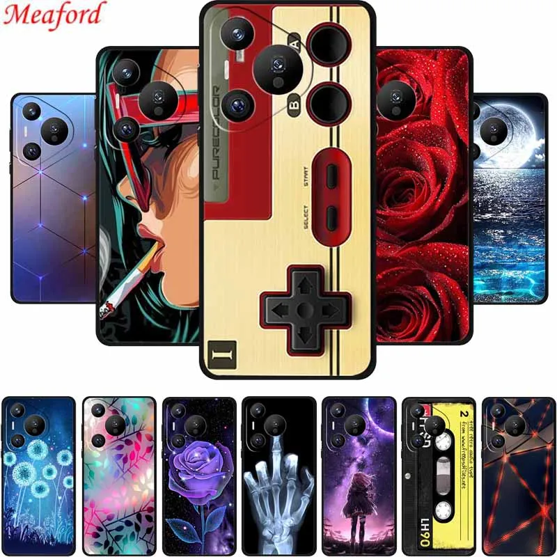 For Huawei Pura 70 Pro Phone Case Fashion Black Silicone Soft Back Cover Case For Huawei Pura 70 Pro Case 70Pro Pura70 Pro Shell