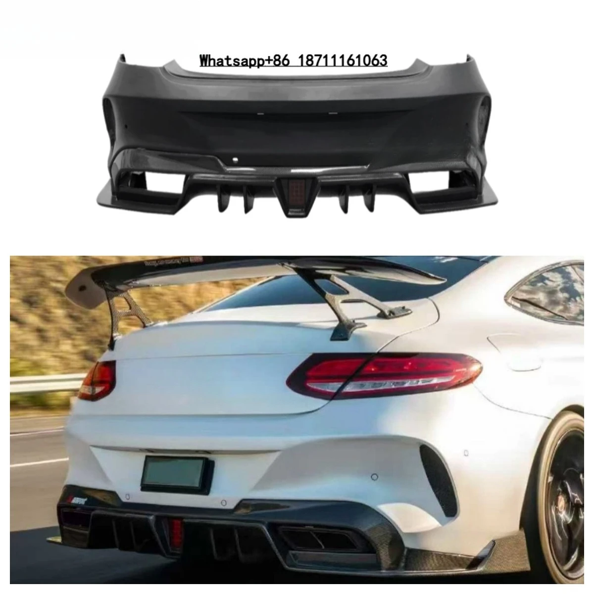 

IMP Style Carbon Fiber Rear Bumper for Merceder Benz W205 C43 C63s Coupe 2015-2021 Carbon Rear Bumper Diffuser Body Kit