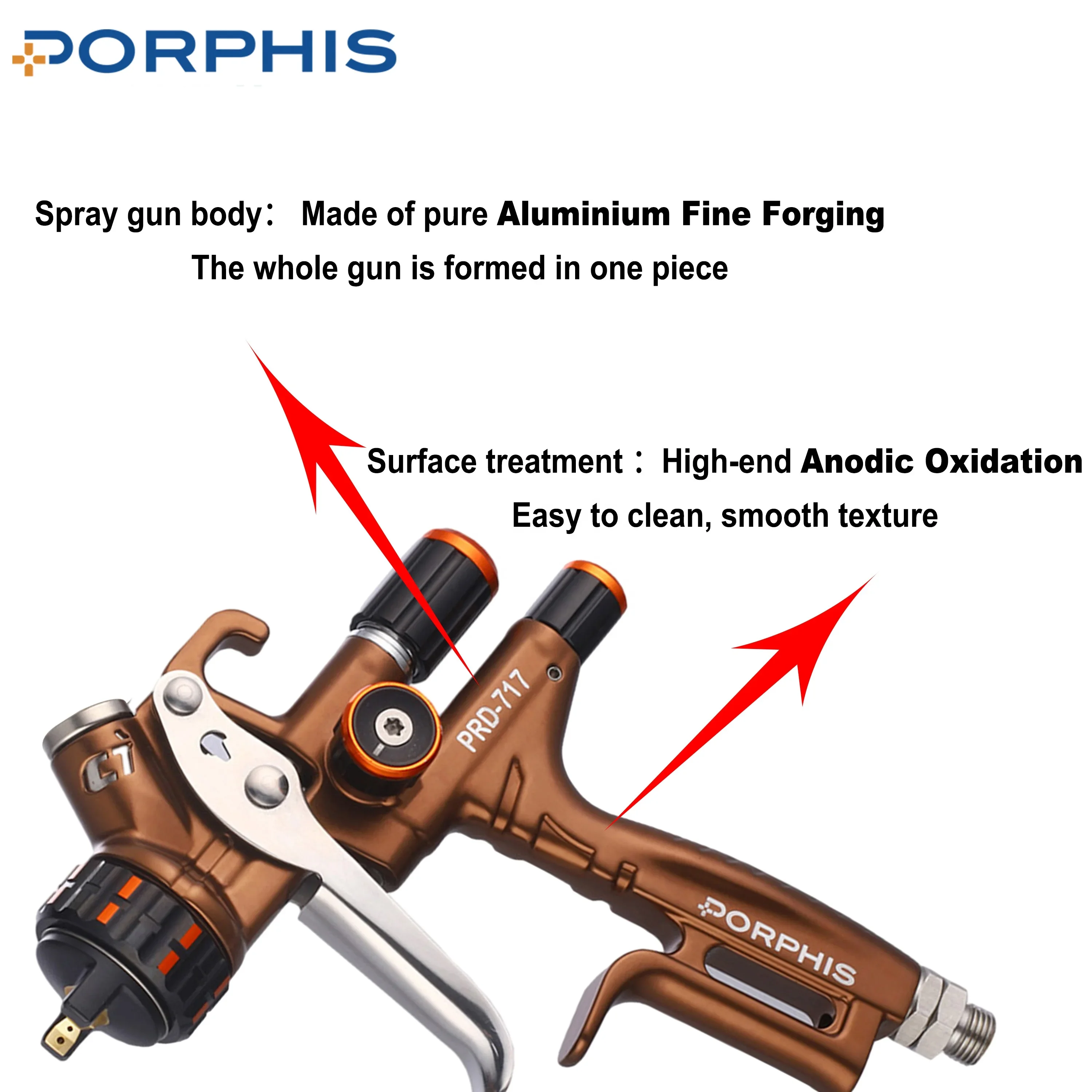 PORPHIS PRD-717A Professional Air Spray Gun High Atomization with Low Pressure Paint Hot Selling with Paint Mixing Cups