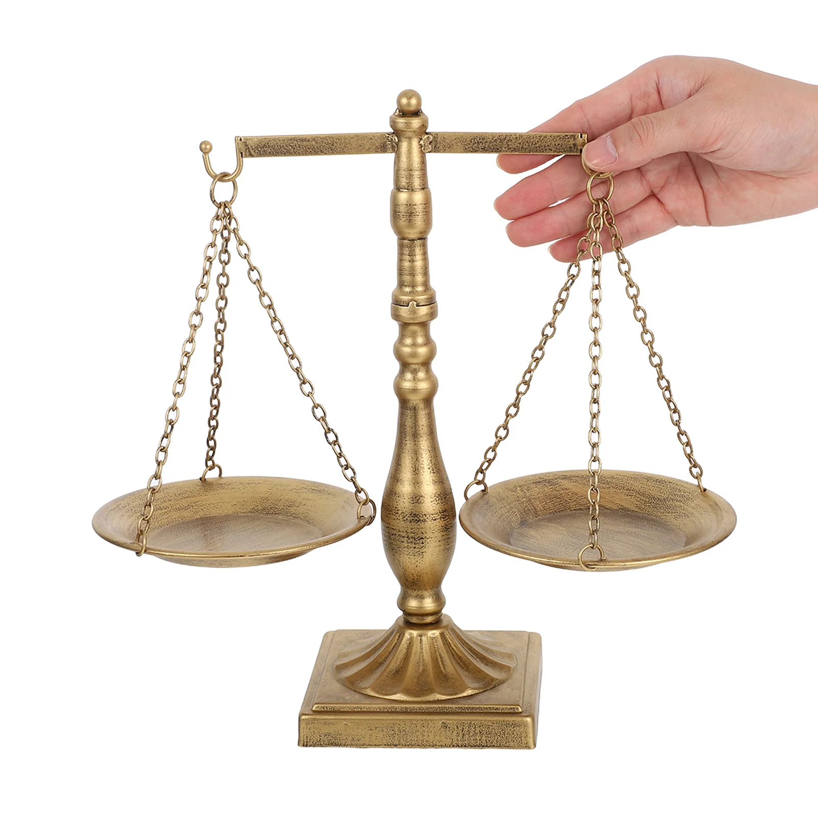 

Vintage Iron Libra Sculpture with Jewelry Tray Decorative Balance Scale for Office Home Desk Display Metal Artistic Justice
