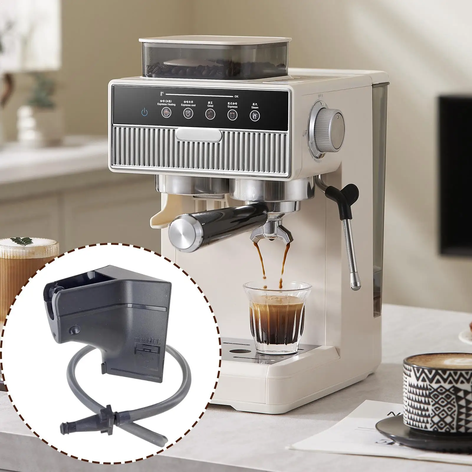 

Coffee Machine Adapter Dishwasher Safe Milk Frother Tube Small Appliance Accessories For Food Making Restaurant Countertop Home