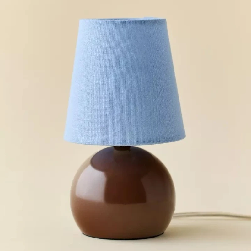 

French Rotundity Wrought Iron LED Table Lamps Fabric Lampshade Moden Living Room Bedroom Office Restaurant Atmosphere Desk Light