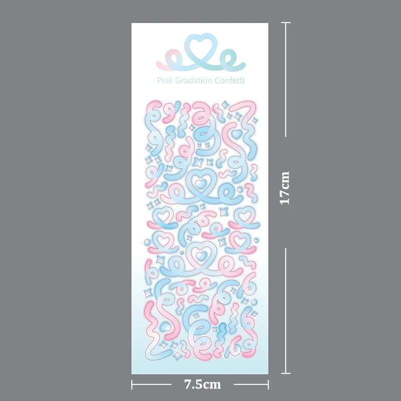 Korean Style Gradient Heart Ribbon Laser Sticker Flakes Idol Card Ornament Scrapbook DIY Material Decoration Stationery Stickers