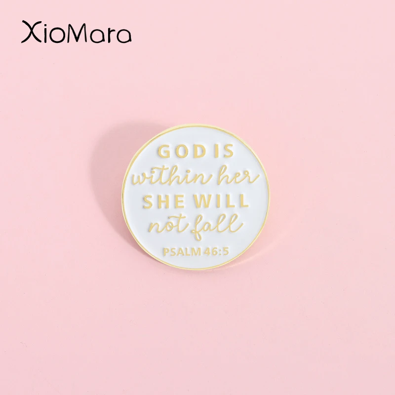 God Is Within Her She Will Not Fail Enamel Pin The Psalms Of The Bible Christian Belief Brooches Backpack Lapel Badge Jewelry