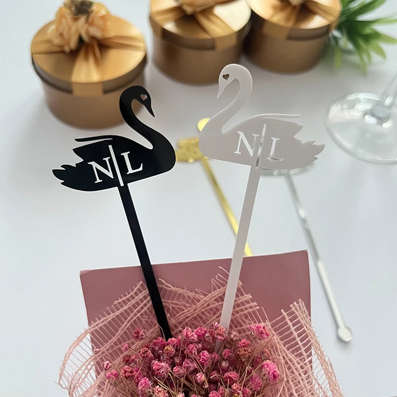 

Personalised Swan Drink Stirrer Wedding Decorations Custom Lasercut Drink Stirrer Drink Tag Bachelorette Party Cocktail Stirrer