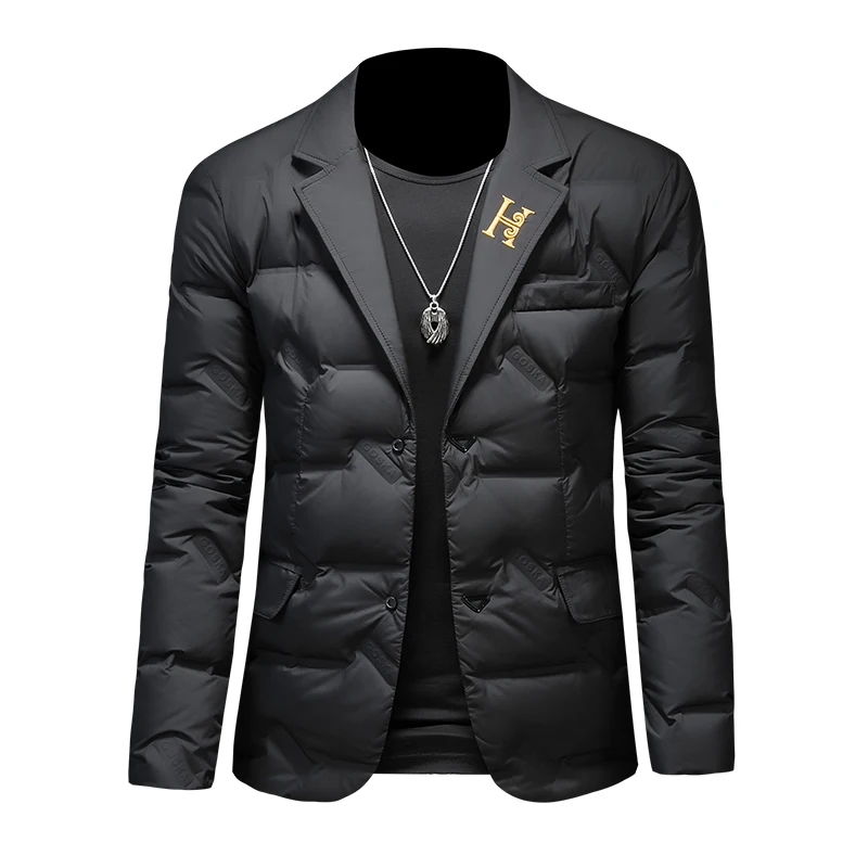 Autumn Winter Single Breasted Men's Blazer Luxury Solid Color White Duck Down Male Jackets Fashion Down Man Overcoats