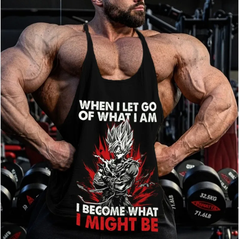 

Мужские топы GYM Tnak, японское аниме Dragon Ball Goku, мужская летняя одежда с графикой, Harajuku Y2K, жилет без рукавов, хлопковая спортивная одежда
