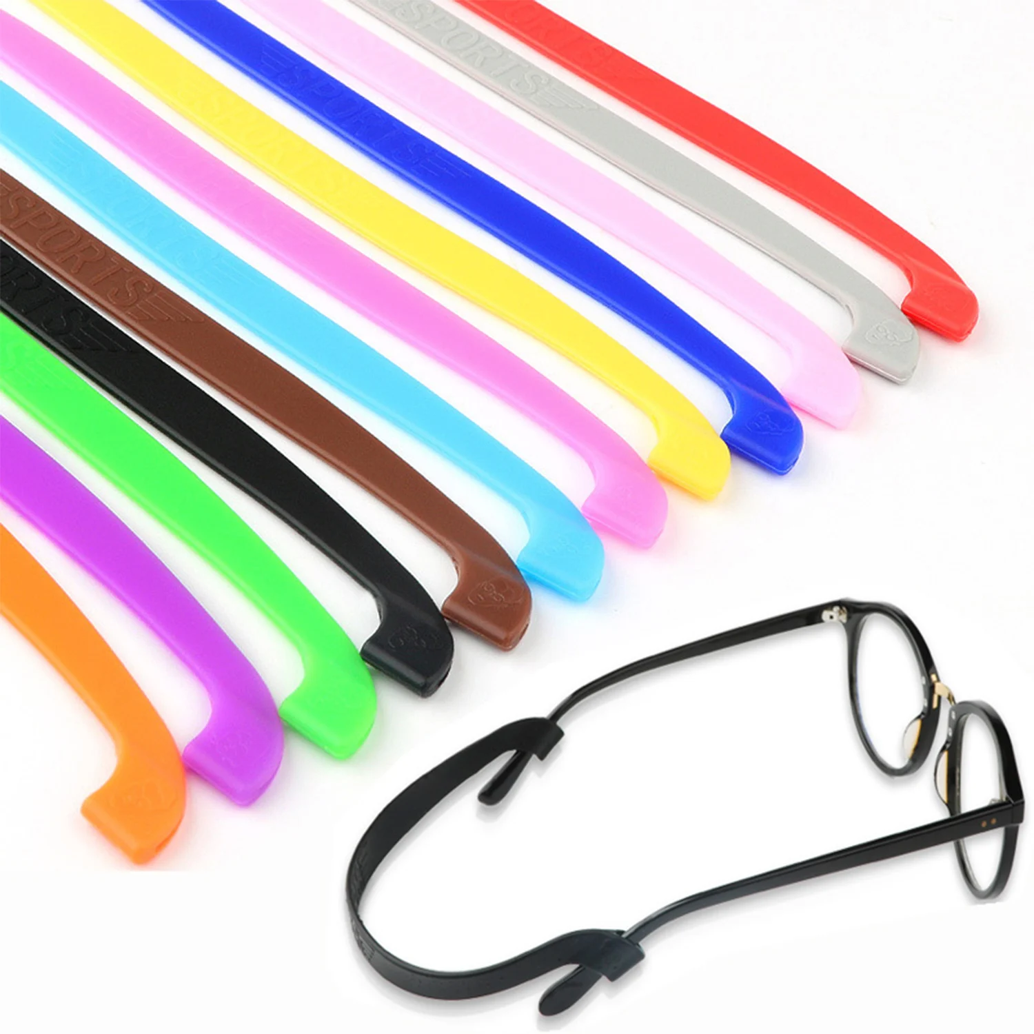 Sangle de lunettes courte en silicone, lunettes de soleil, JOSports, bande de support, cordes élastiques coordonnantes, ficelle de lunettes, 21.5cm