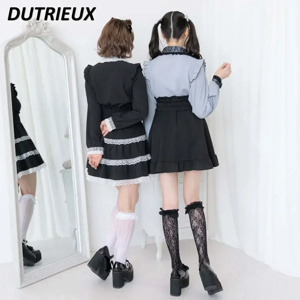 Spring Autumn New Fashion Japanese Style All-Matching Shirt Sweet Cute Student Long Sleeve Blouse Bow Princess Womens Tops