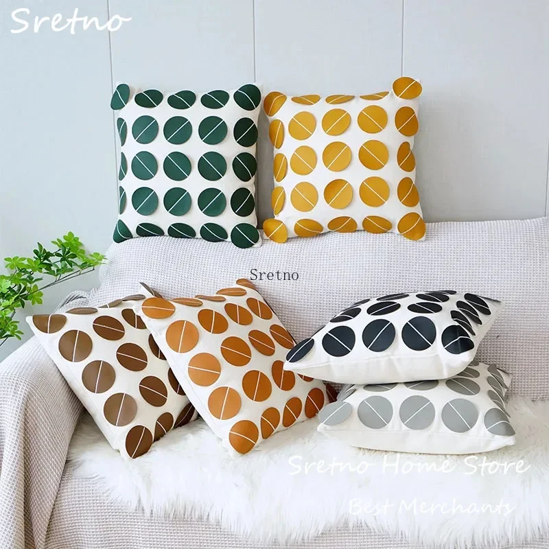 

Nordic Luxury PU Leather Cushions Cover Living Room Home Decoration Pillow Covers Creative Geometric Art Pillowcases Funda Cojin