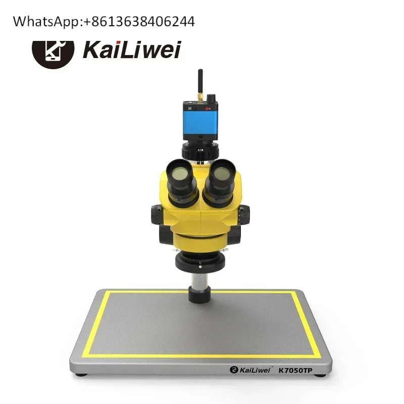 Kailiwei China Factory HD 16MP WIFI USB Digital Camera With Light 7-50X Stereo Zoom Trinocular Microscope set For PCB IC Repair