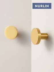 Nurlin Solid Brass Round Cabinet Knobs Circular Wall Clothes Single Hook 4 sizes available customizable