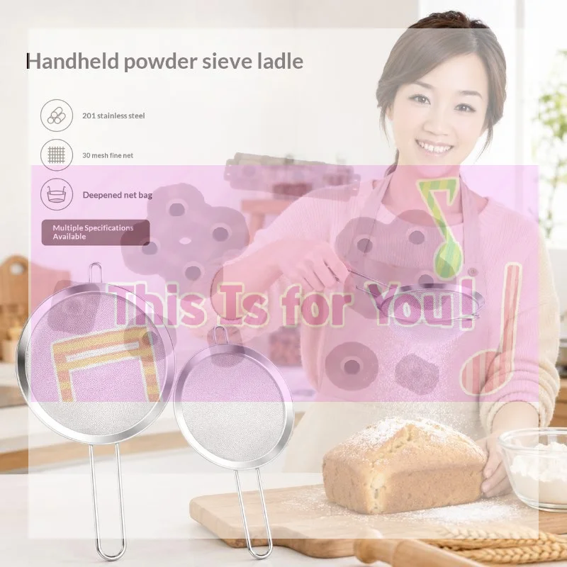 Flour Strainer Mesh With Handle Diameter7/8/10/12/14/16/18/20/22cm Stainless Steel Colander Tea Sifter Kitchen Sieve Filter Too