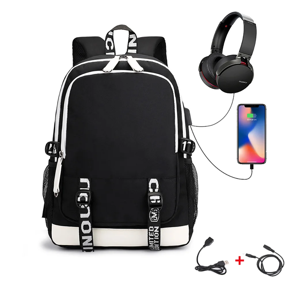 

Unisex Cute School Bag Fashion Harajuku Style Travel Hiking Bag Black High School And University Student Bookbag