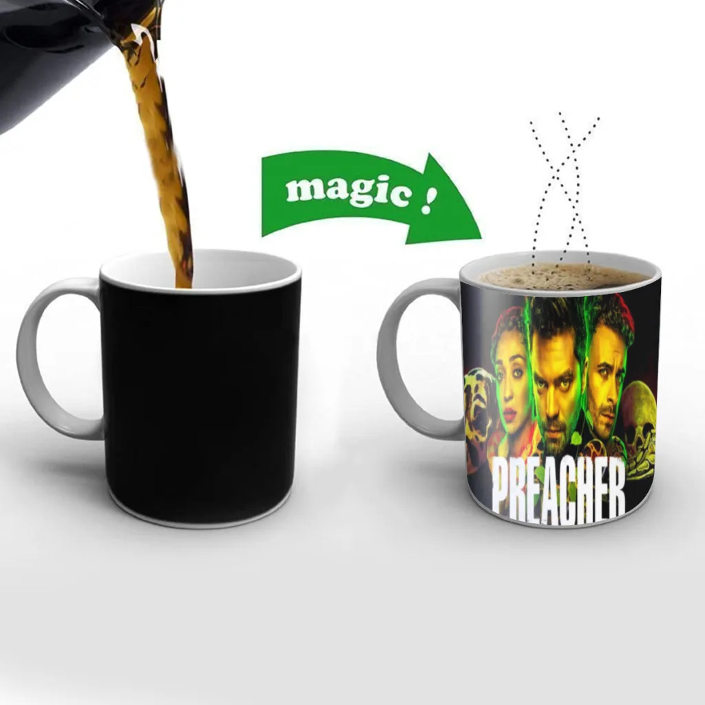 

Preacher Movie Suspense Color Changing Mug Thermal Sensation Temperature Ceramic Coffee Cup Festival Gifts Free shipping