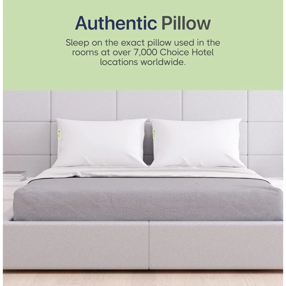Luxury Hypoallergenic Green Label Soft Pillows - Choice Hotels Luminesse, White, Standard Size, 2-Pack