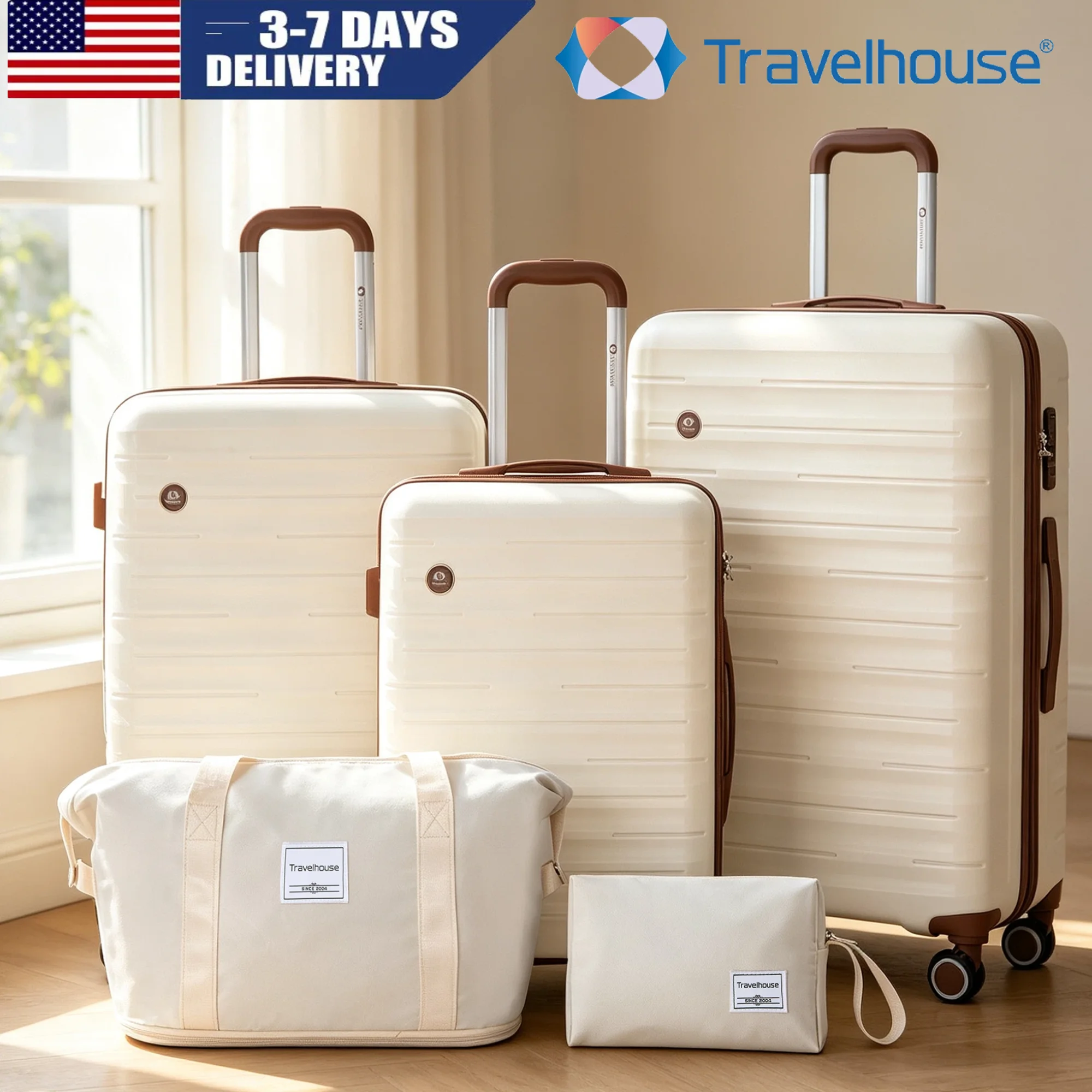 Weekender Bag Duffle - 5 Piece Luggage Set Hardcase Suitcases