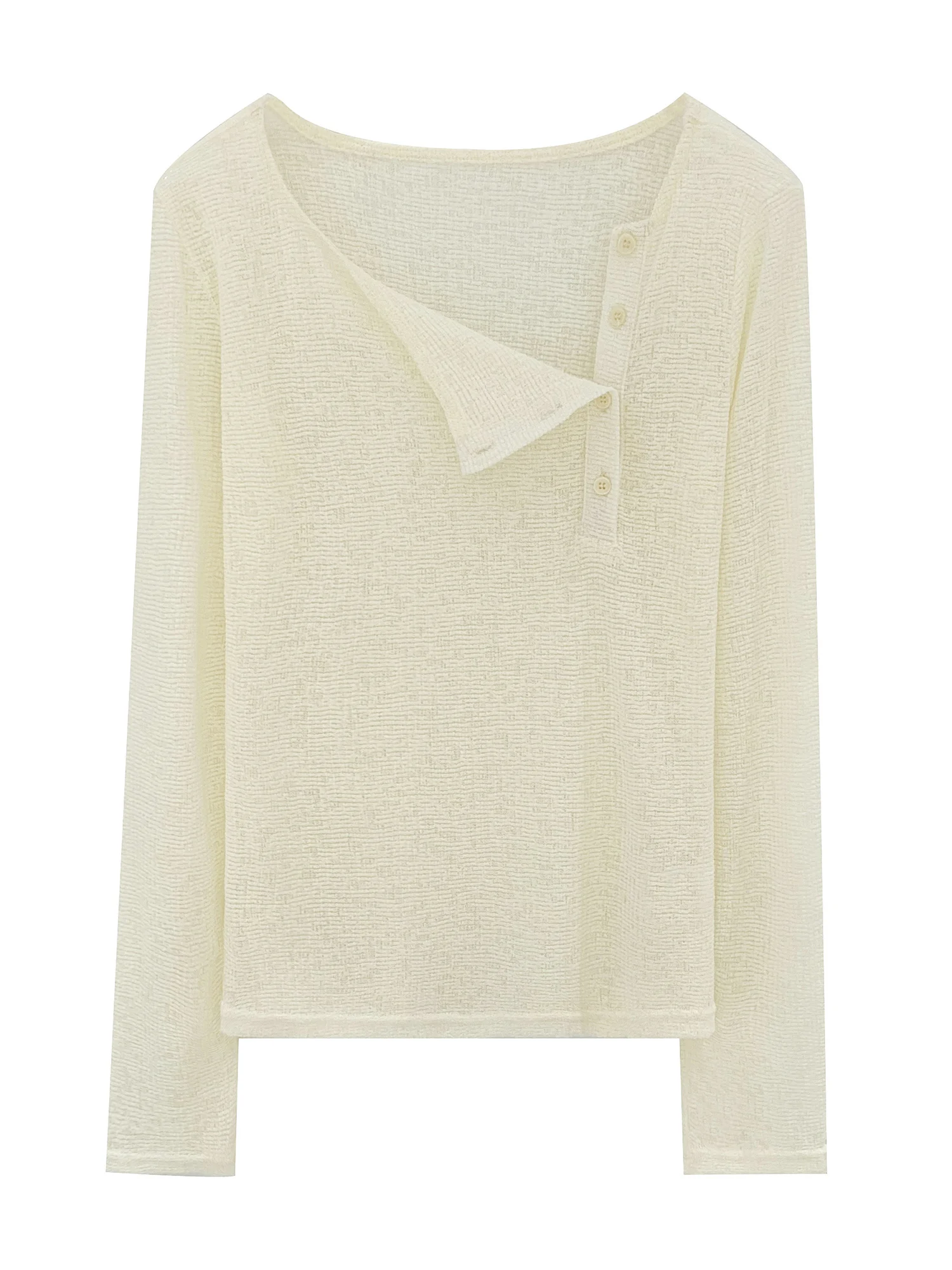 ユニークで美しい薄いロングスリーブの女性用Tシャツ、サンデカバー、韓国風通勤ファッション、ユニークで美しいトップス