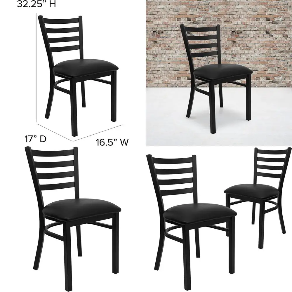 

Стулья для ресторанов серии Black Hercules: современные металлические стулья с мягкими сиденьями, комплект из 2 штук.