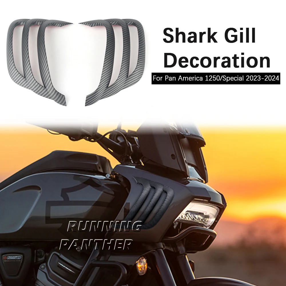 For Harley PAN AMERICA 1250 S PA1250S 2021 2022 2023 2024 Motorcycle Shark Gills decorative side kit black suitable accessories