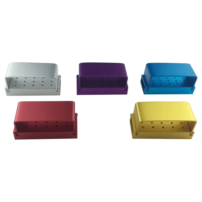 1pcs Aluminium Bur Holder 15 Holes Autoclavable Dental Burs Holder Block Box Disinfection Box Dental Supplies 5 Colors Optional