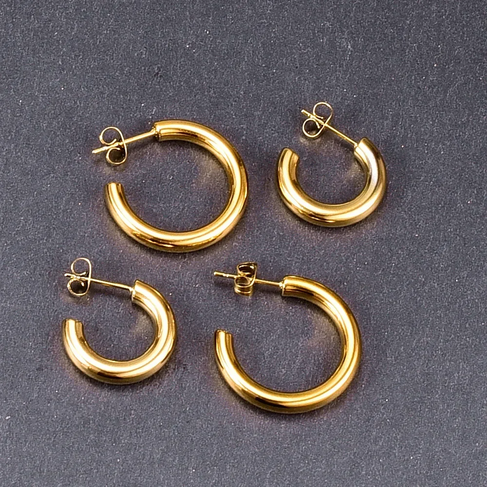 

316L Stainless Steel Hoop Earrings Smooth Small/Large Earrings For Women Fashion Jewelry Wholesale