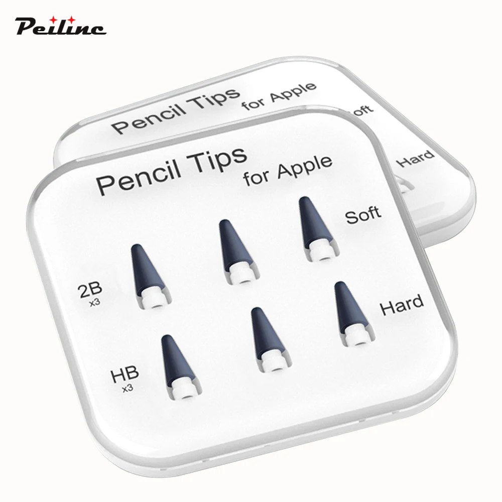 Peilinc Pencil Tips for Apple Pencil 1st / 2nd Generation, 2B Soft Double-Layered iPad Pencil Tip, White & Black Stylus Nib