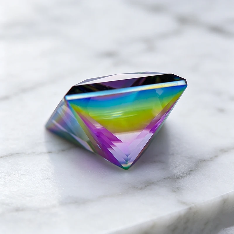 Moissanit-Stein in Prinzessinnenschliff, regenbogengrüner Edelstein für DIY-Schmuck, Ring, Halskette, Ohrringe, Hauptmaterialien mit Zertifikat – Detail 4